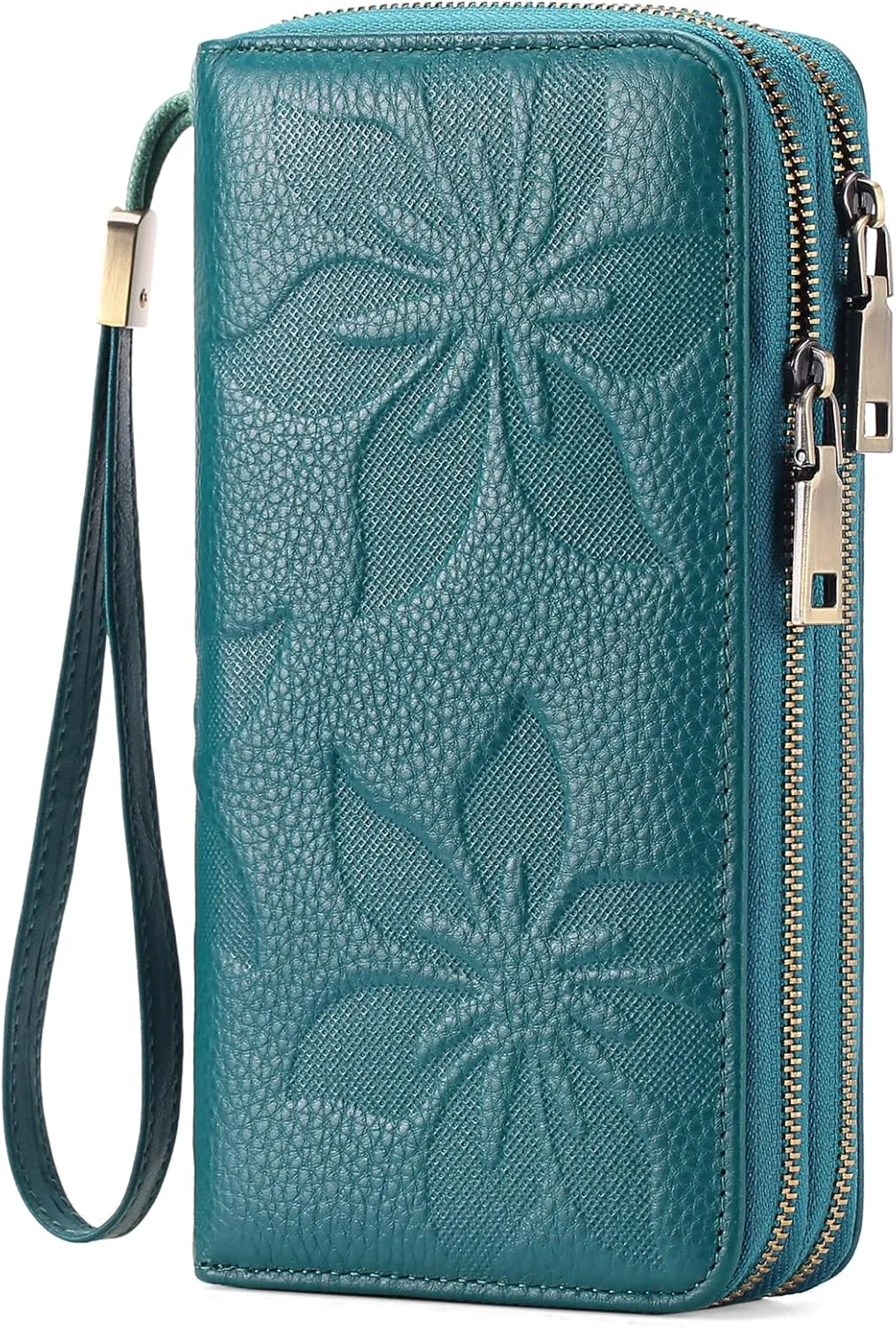 GAEKEAO Wallet for Women Clutch RFID Blocking Leather Wristlet Purse Large Capacity Credit Card Holder with Grip Hand Strap