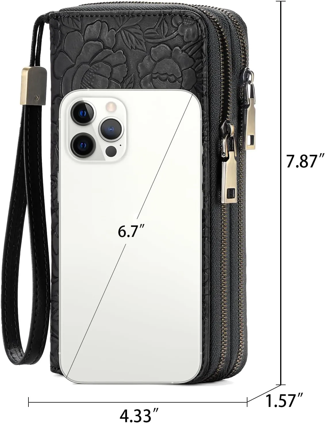 GAEKEAO Wallet for Women Clutch RFID Blocking Wristlet Leather Purse Large Capacity Credit Card Holder with Grip Hand Strap