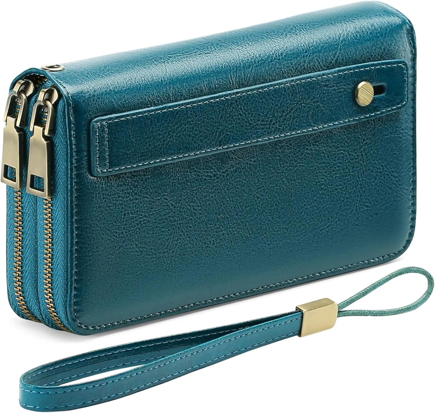 GAEKEAO Wallet for Women Clutch RFID Blocking Wristlet Leather Purse Large Capacity Credit Card Holder with Grip Hand Strap