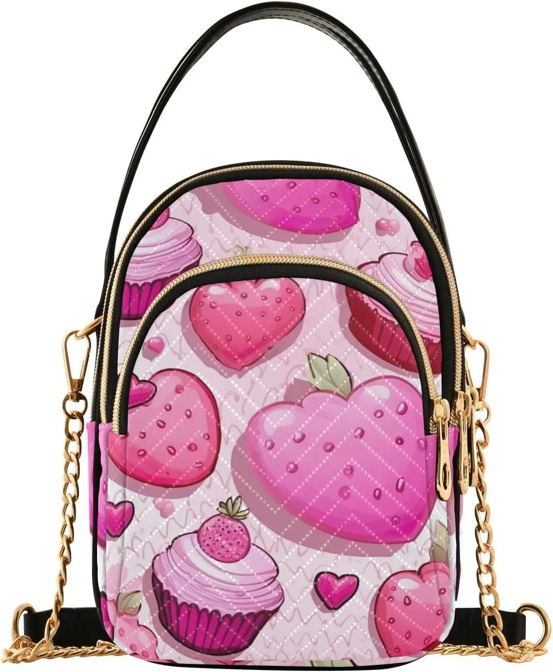 GAIGEO Pink Cupcakes Removable Strap Crossbody Bag, Women's Purses Crossbody, Handbags Crossbody for Women