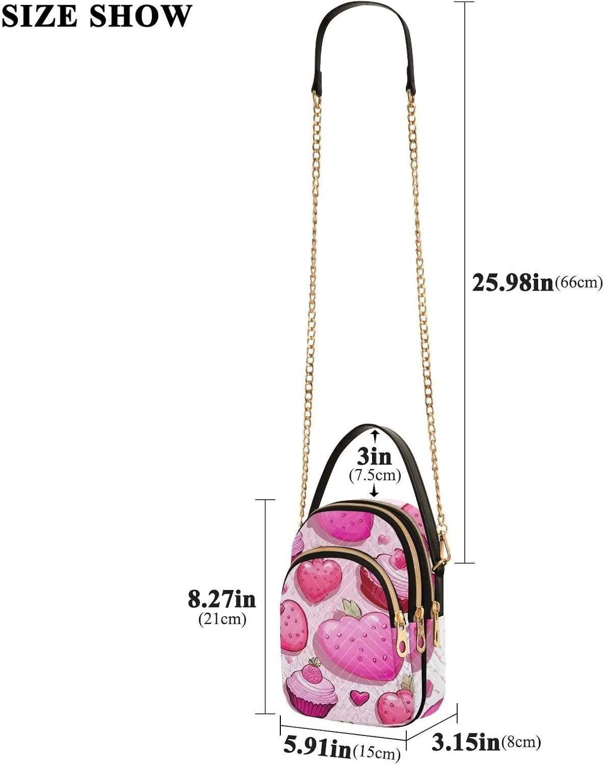 GAIGEO Pink Cupcakes Removable Strap Crossbody Bag, Women's Purses Crossbody, Handbags Crossbody for Women