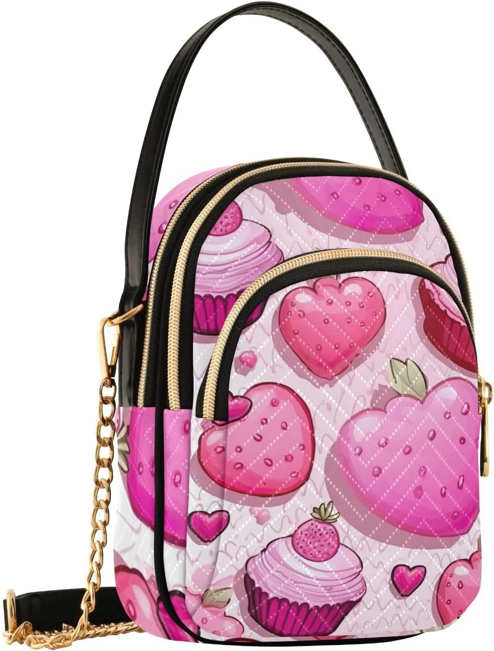 GAIGEO Pink Cupcakes Removable Strap Crossbody Bag, Women's Purses Crossbody, Handbags Crossbody for Women