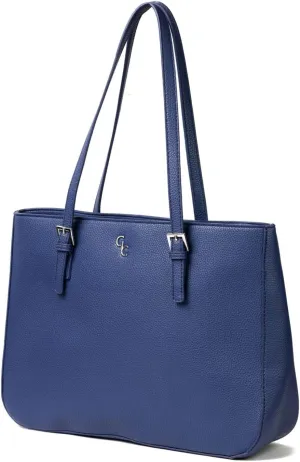 GALWAY Irish Crystal Handbags - Large Tote Bag, 15”L x 4.7”W x 11”H, Navy - Luxury Vegan Leather Bag