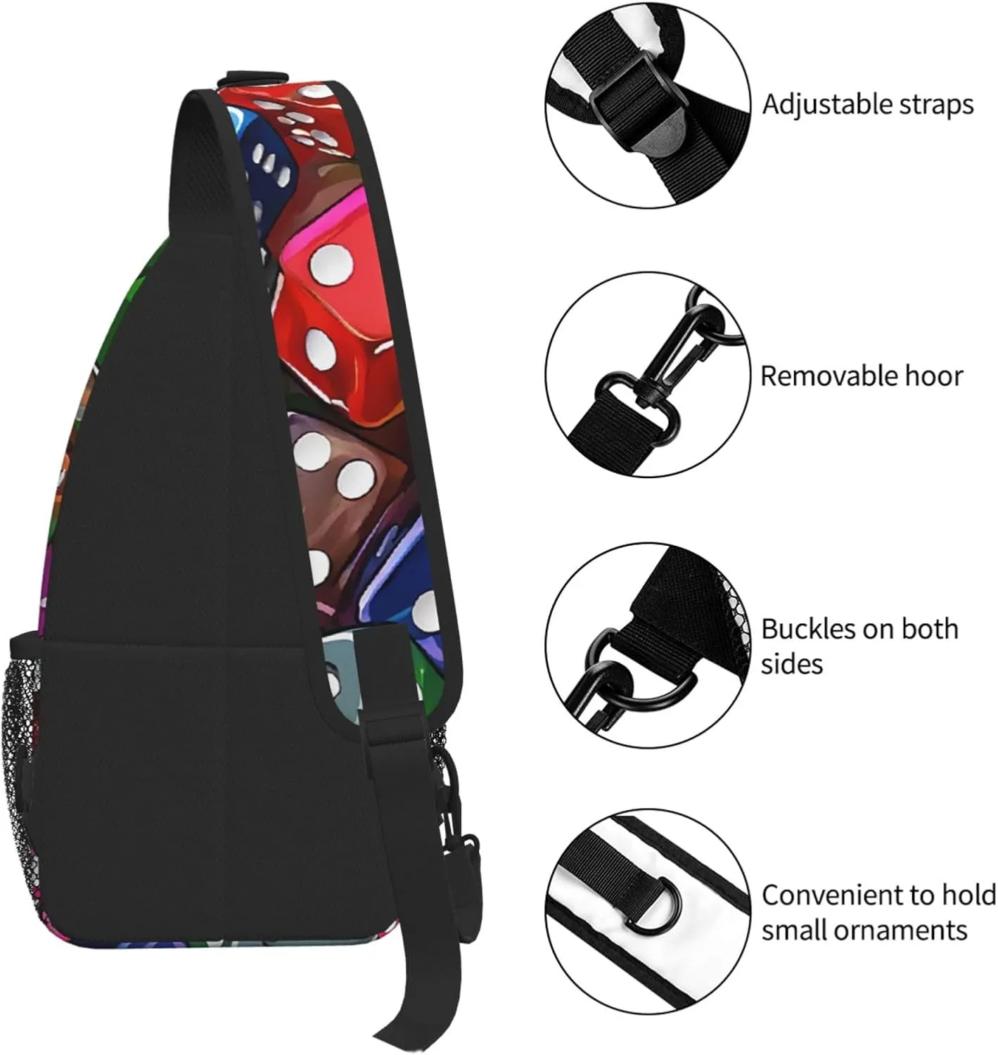 Games Dice Set Print Cross Chest Bag Diagonally For Short-Distance Travel And Daily Use