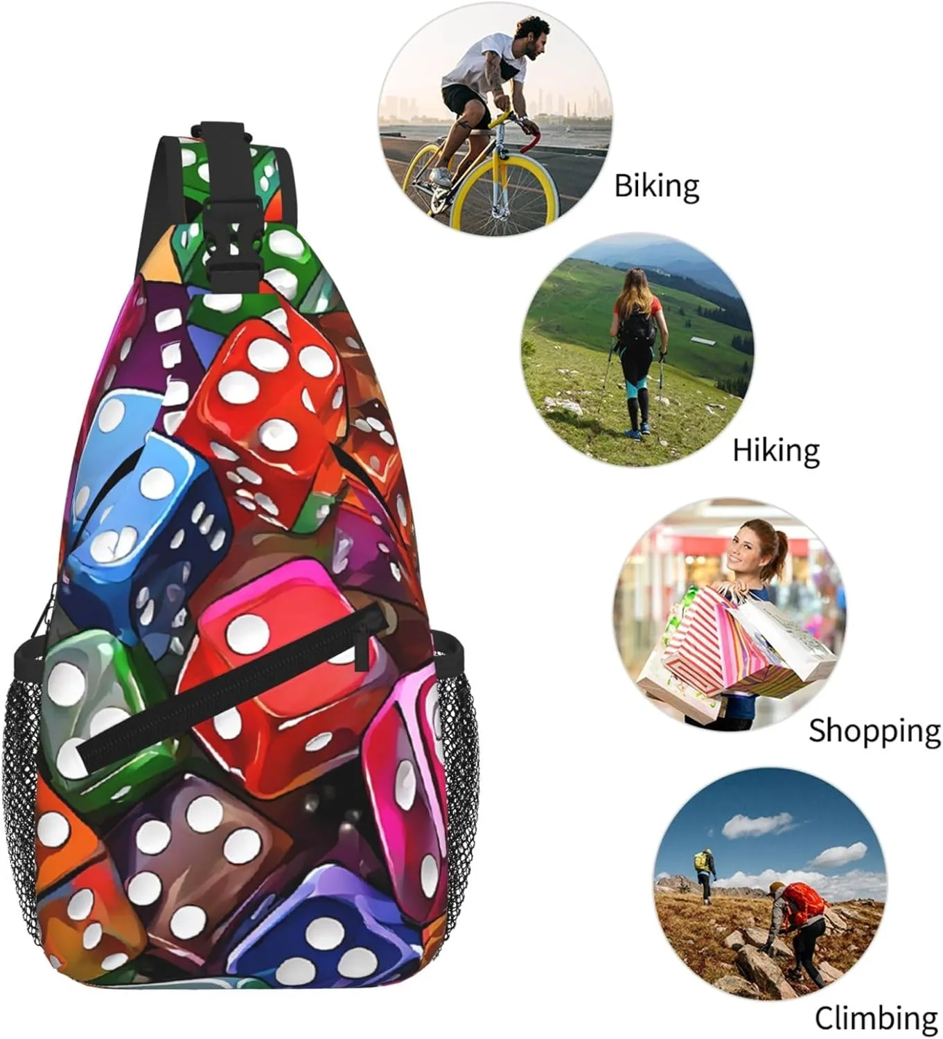 Games Dice Set Print Cross Chest Bag Diagonally For Short-Distance Travel And Daily Use