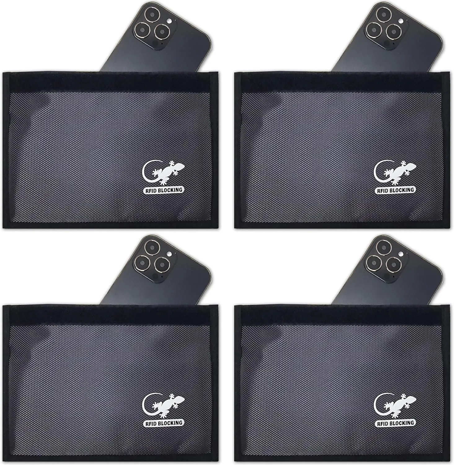 Gecko Travel Tech Faraday Bag Anti-Tracking GPS RFID Car Key Signal Blocker Wallet Shielding Pouch Protective Case for Cell Phone Car Key FOB, Data Privacy, Electronic Device Security (4 PACK - GRAY)