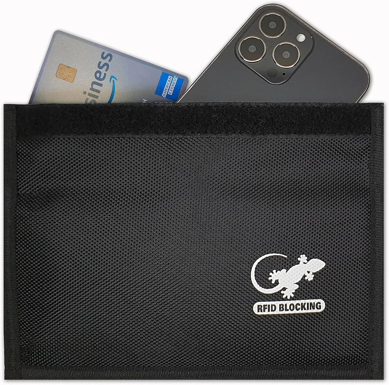 Gecko Travel Tech RFID Faraday Bag - GPS, RFID, and EMP Signal Blocker | Nylon Shielding Pouch for Cell Phone Privacy, Car Key FOB Protection, and Electronic Device Security (BLACK - NYLON)