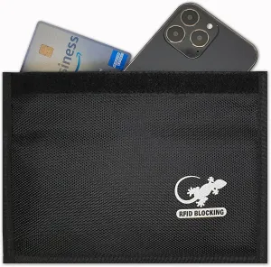 Gecko Travel Tech RFID Faraday Bag - GPS, RFID, and EMP Signal Blocker | Nylon Shielding Pouch for Cell Phone Privacy, Car Key FOB Protection, and Electronic Device Security (BLACK - NYLON)
