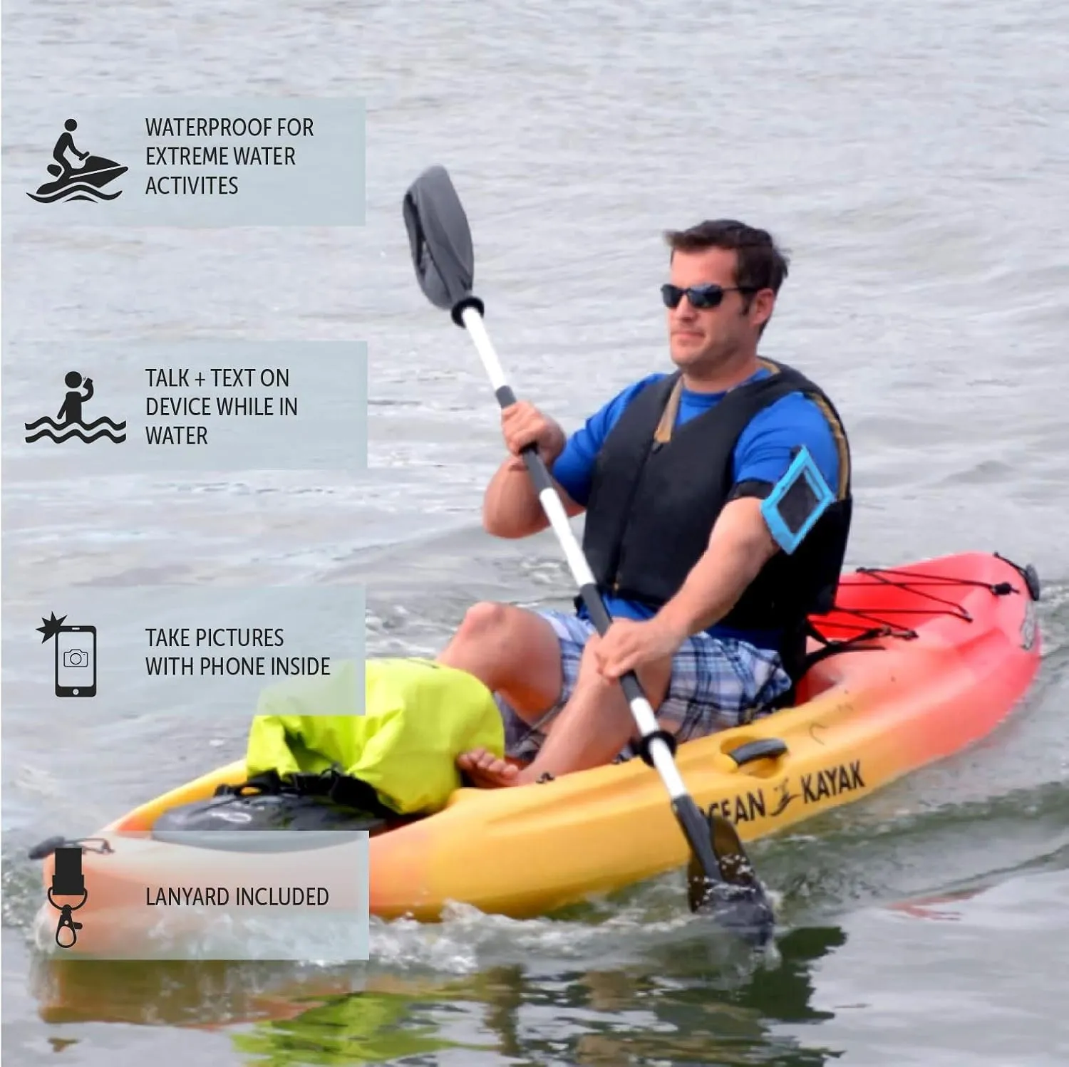 geckobrands Float Phone Dry Bag with Arm Band - Floating Watertight Dry Bag Phone Pouch, Fits Most iPhone and Samsung Galaxy Models Pink