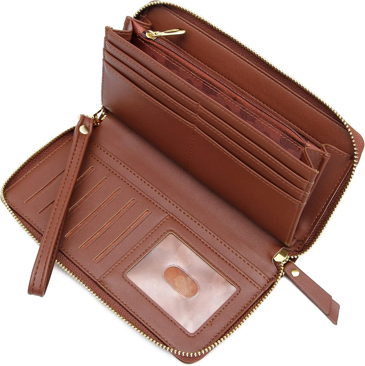 GEEAD Wristlet Wallets for Women PU Leather RFID Blocking Zip Around Long Phone Clutch Wallet