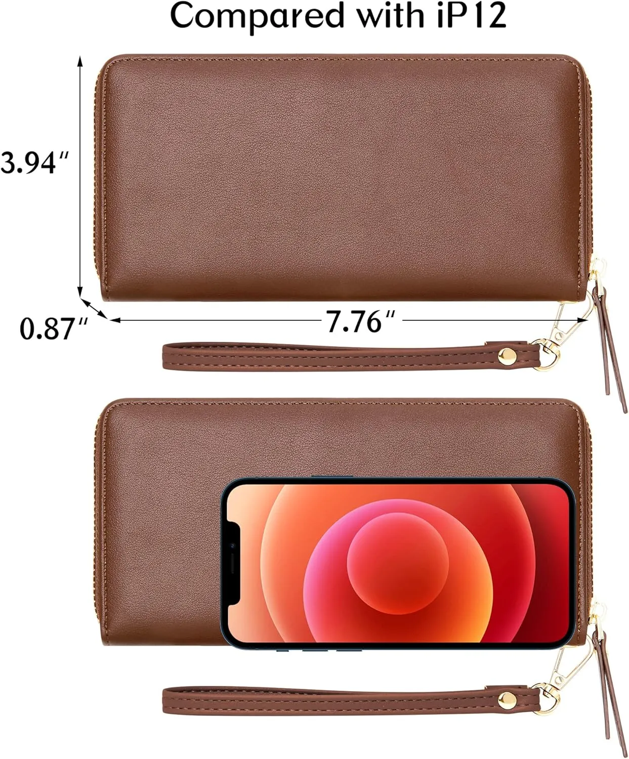 GEEAD Wristlet Wallets for Women PU Leather RFID Blocking Zip Around Long Phone Clutch Wallet