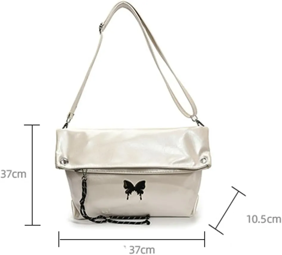 Gentle Butterfly Pleated Shoulder Bag for Women Soft PU Leather Cross Body Bag Work Outdoor Travel Tote Bag 2025