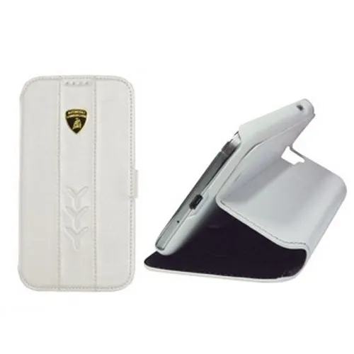 Genuine Lamborghini Leather Wallet Case Samsung Galaxy S 4 IV S4 GT-i9500 White