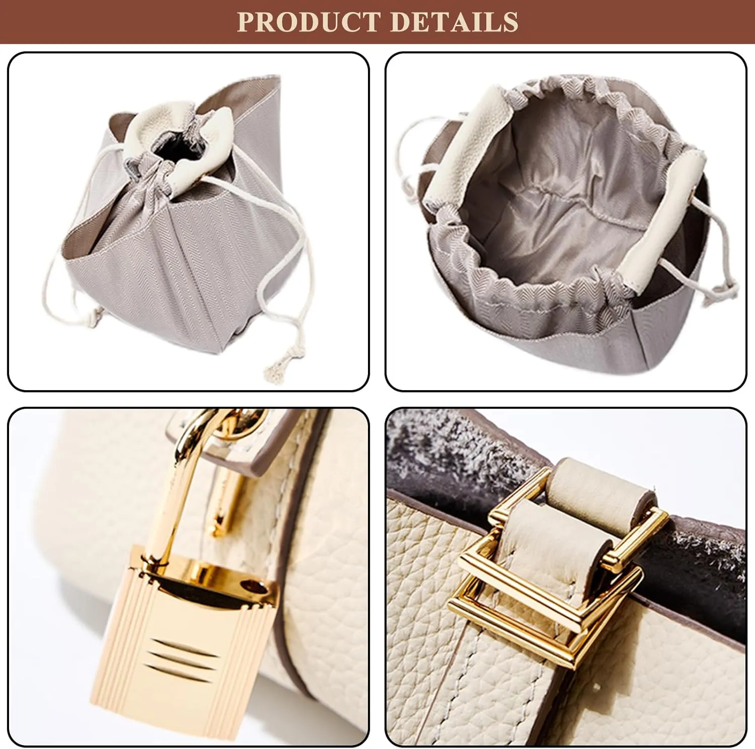 Genuine Leather Bucket Bag for Women Stylish Lock Design Small Satchel Purses Handbags Daily Casual Soft Shoulder Bags