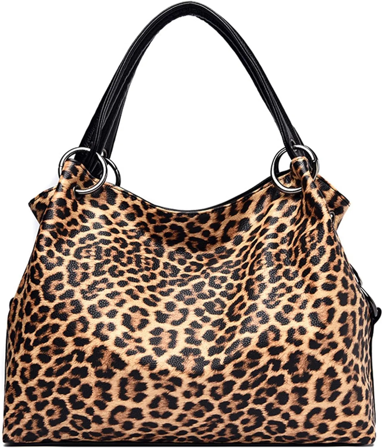 Genuine Leather Handbags for Women Top Handle Shoulder Bag Leopard Tote Bag Ladies Purses (Leopard Print)