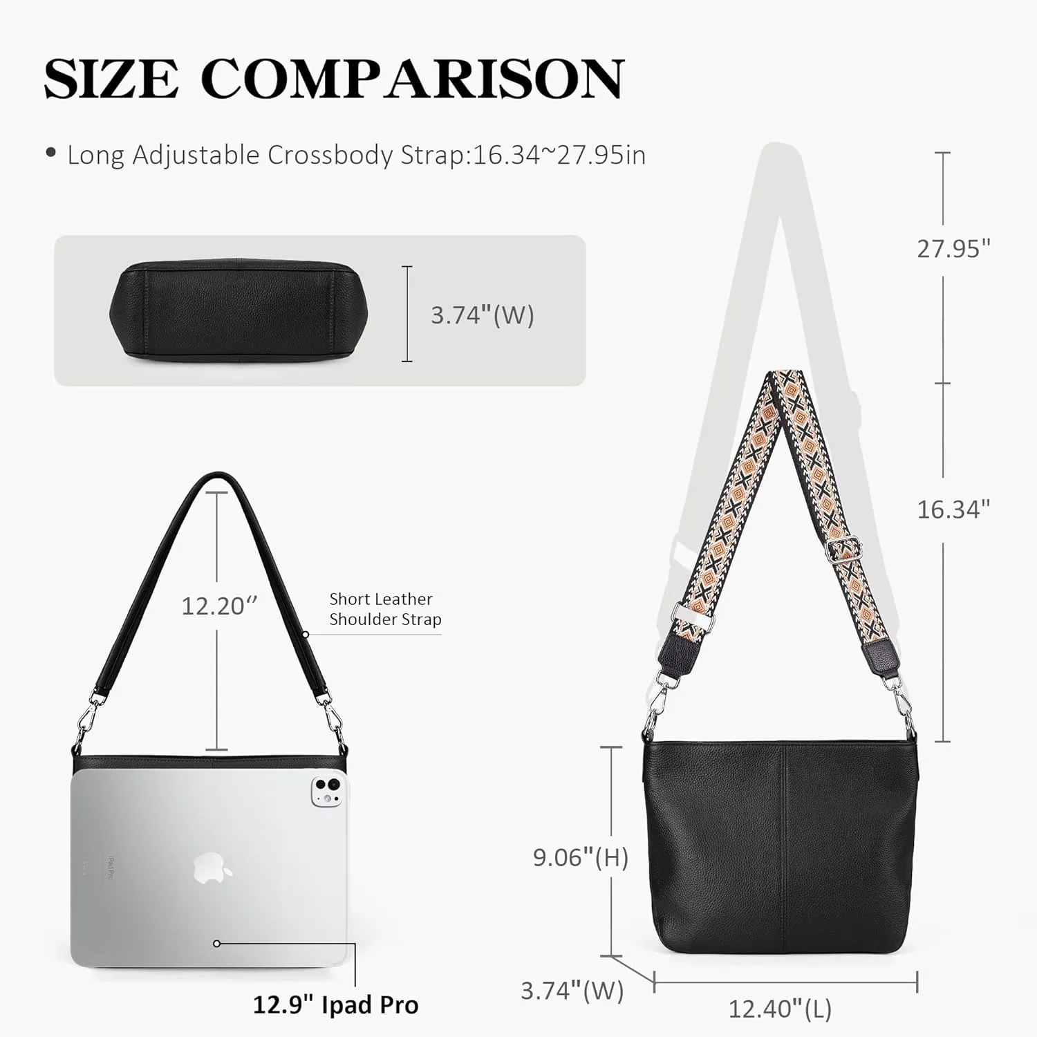 Genuine Leather Purse for Women, Women's Handbags Hobo Bag, Soft Leather Crossbody with Adjustable Wide Strap