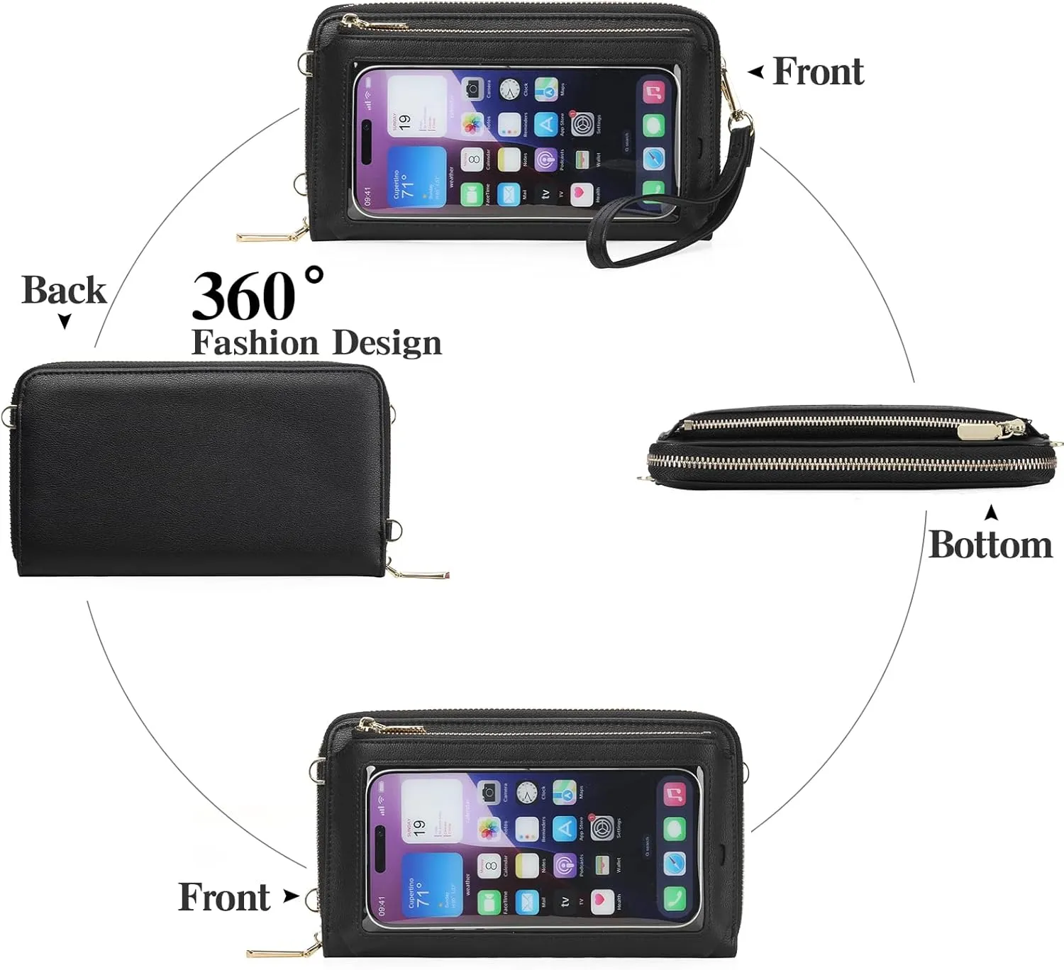 GOIACII Phone Purse Crossbody Bags for Women Small Travel Wallet Touch Screen RFID Blocking