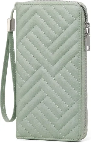 GOIACII Womens Wallet RFID Blocking Leather Large Capacity Long Purse Card Clutch Wristlet