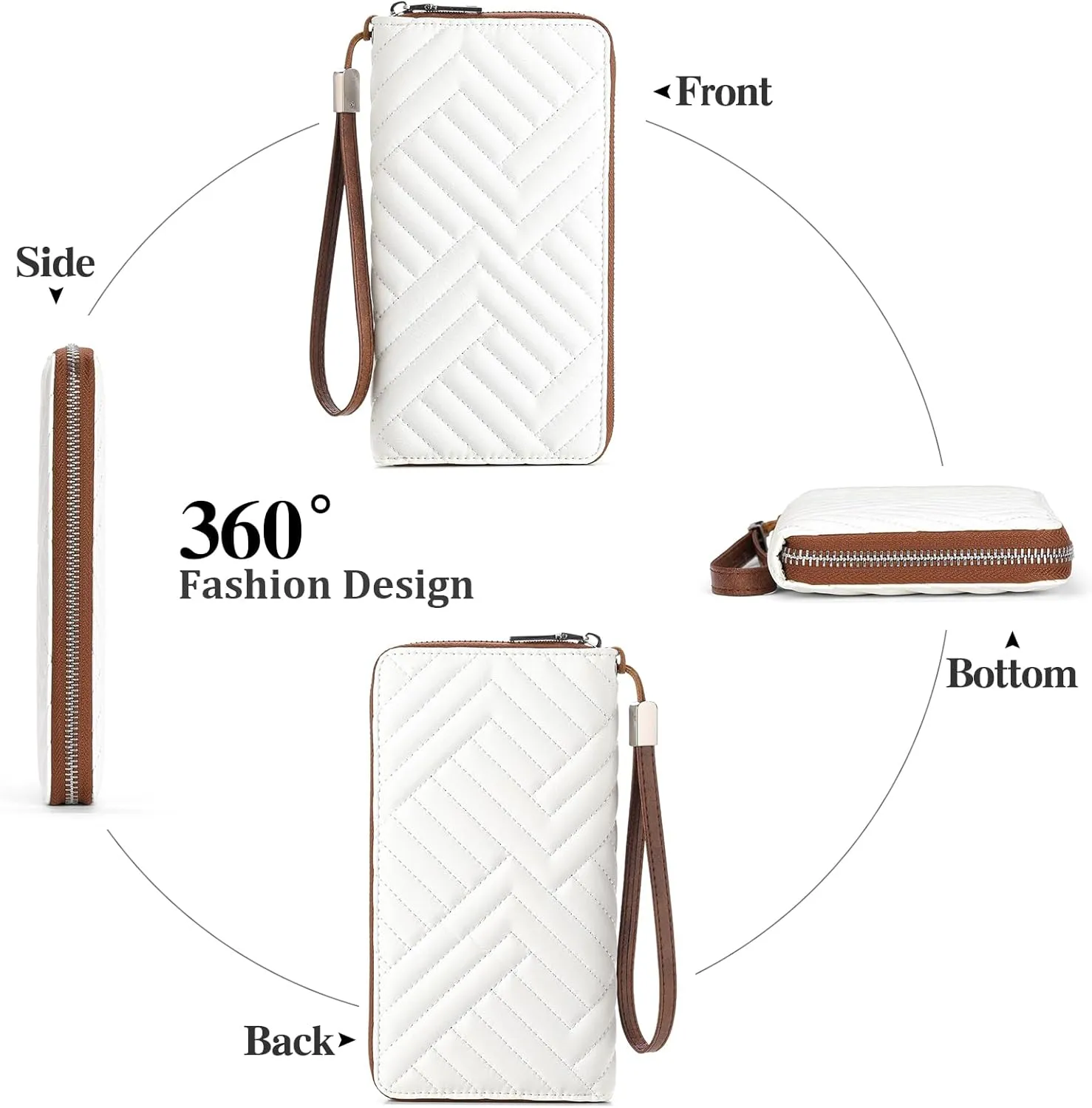 GOIACII Womens Wallet RFID Blocking Leather Large Capacity Long Purse Card Clutch Wristlet