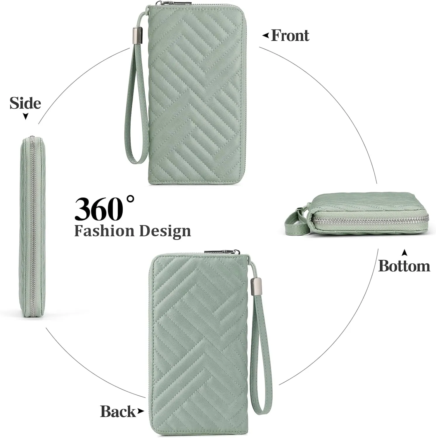 GOIACII Womens Wallet RFID Blocking Leather Large Capacity Long Purse Card Clutch Wristlet