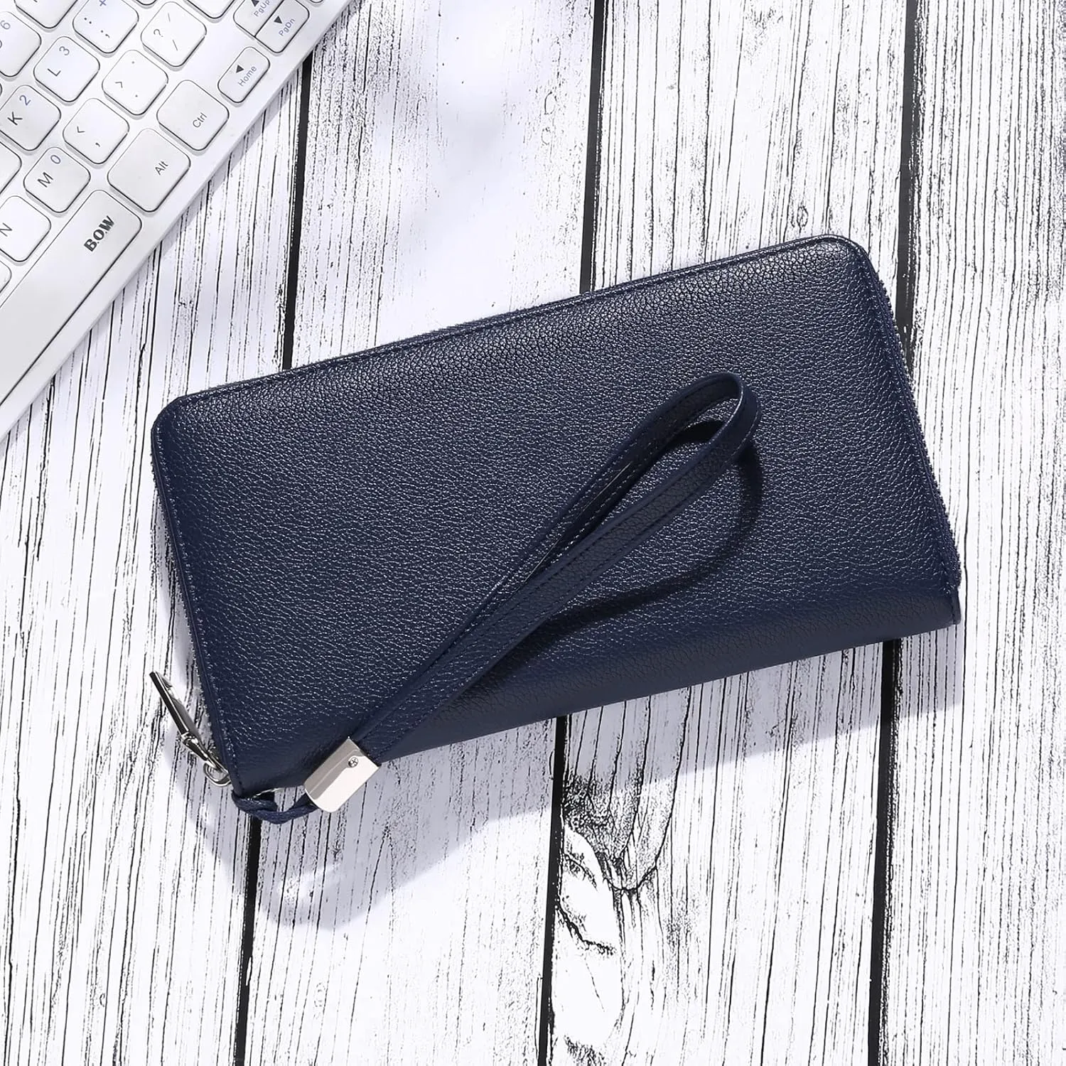 GOIACII Womens Wallet RFID Blocking Leather Zip Around Wallet Large Capacity Long Purse Credit Card Clutch Wristlet