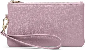 GOIACII Women's Wristlet Clutch Slim Leather Wallet RFID Blocking Handbag