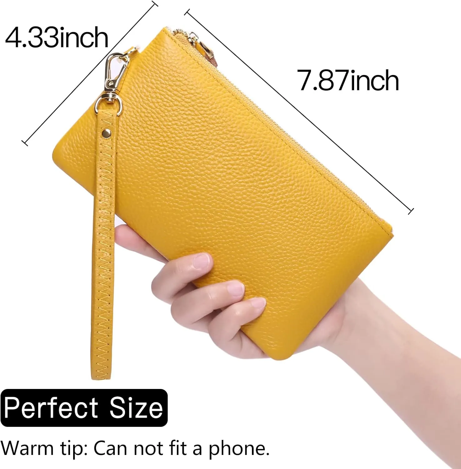 GOIACII Women's Wristlet Clutch Slim Leather Wallet RFID Blocking Handbag