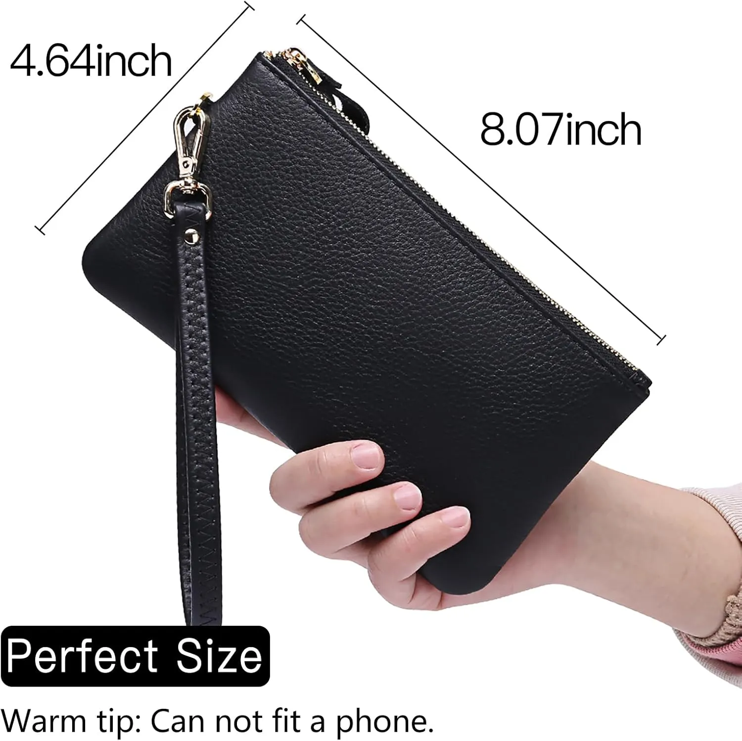 GOIACII Women's Wristlet Clutch Slim Leather Wallet RFID Blocking Handbag