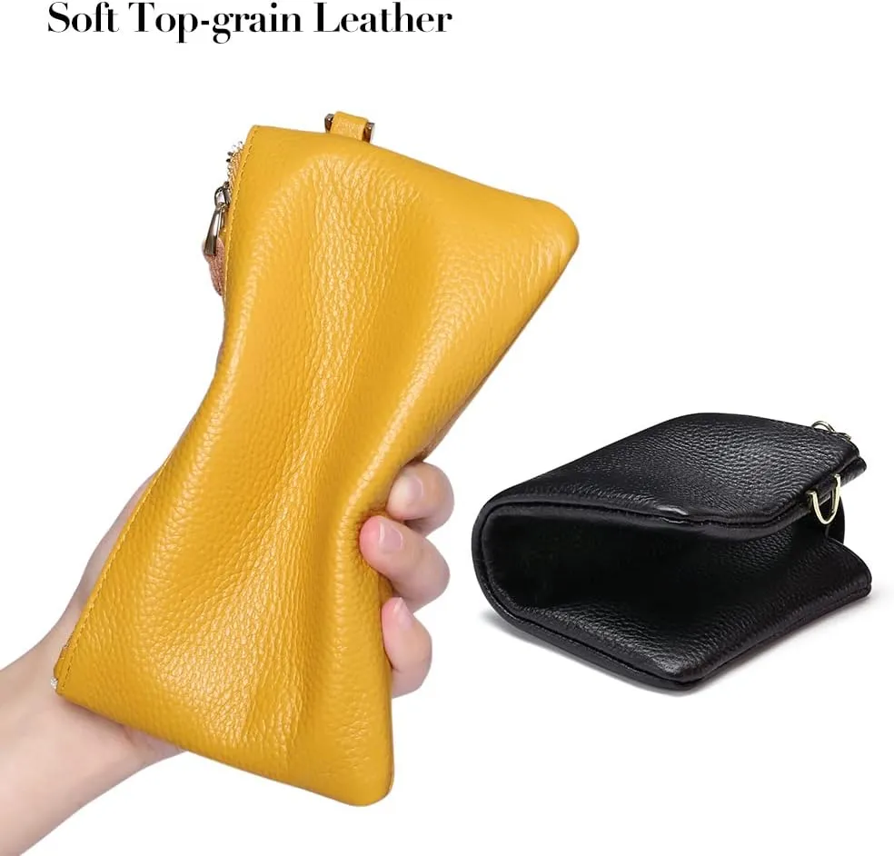 GOIACII Women's Wristlet Clutch Slim Leather Wallet RFID Blocking Handbag