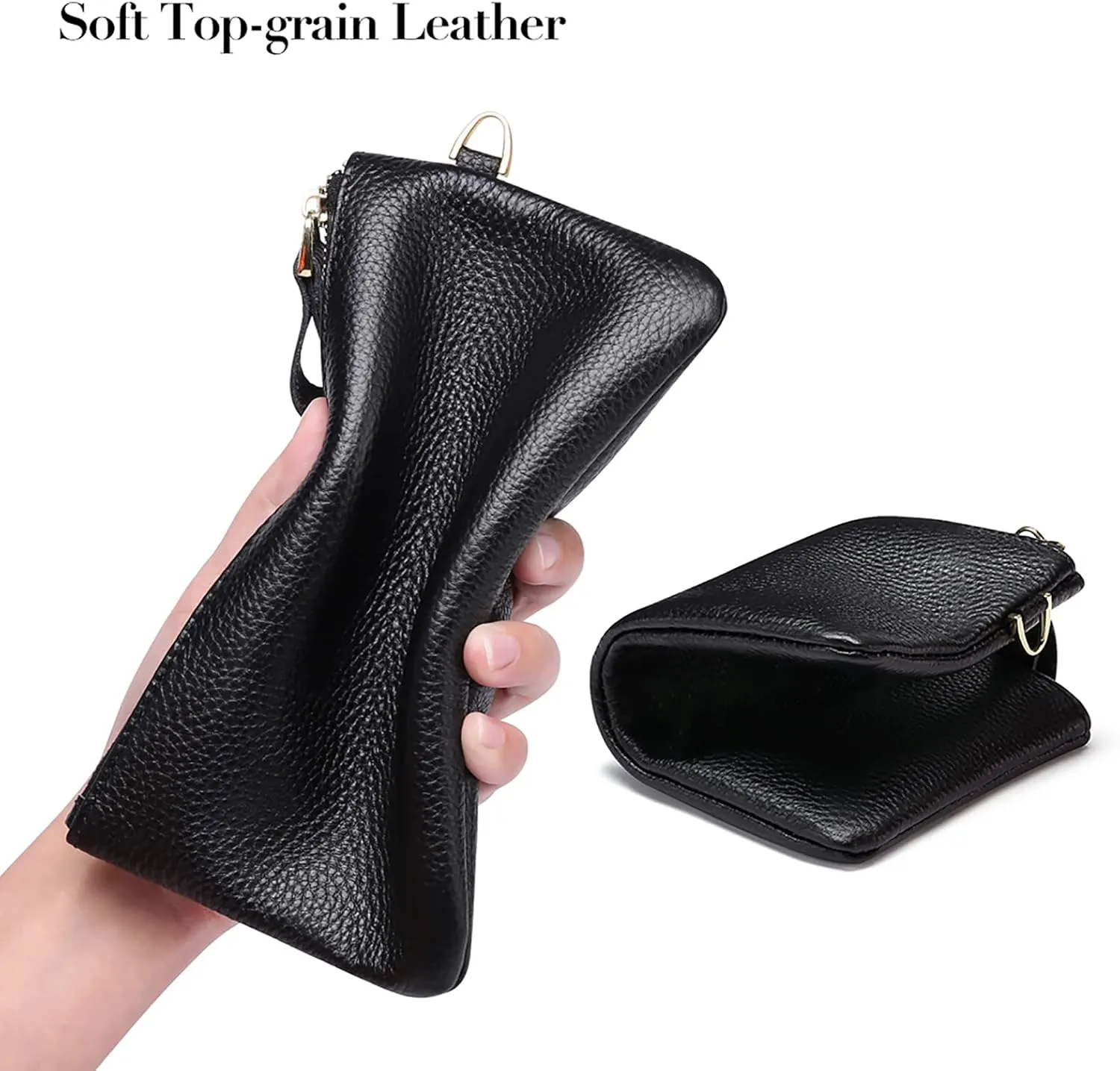 GOIACII Women's Wristlet Clutch Slim Leather Wallet RFID Blocking Handbag