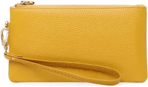 GOIACII Women's Wristlet Clutch Slim Leather Wallet RFID Blocking Handbag