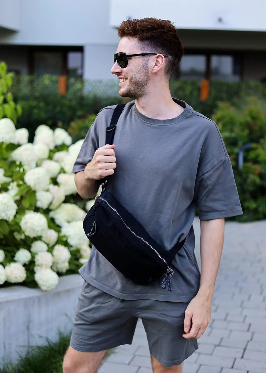 GOOTIUM Men’s Crossbody Pack - Canvas Daily Essentials Sling Bag Small Shoulder Backpack, Charcoal