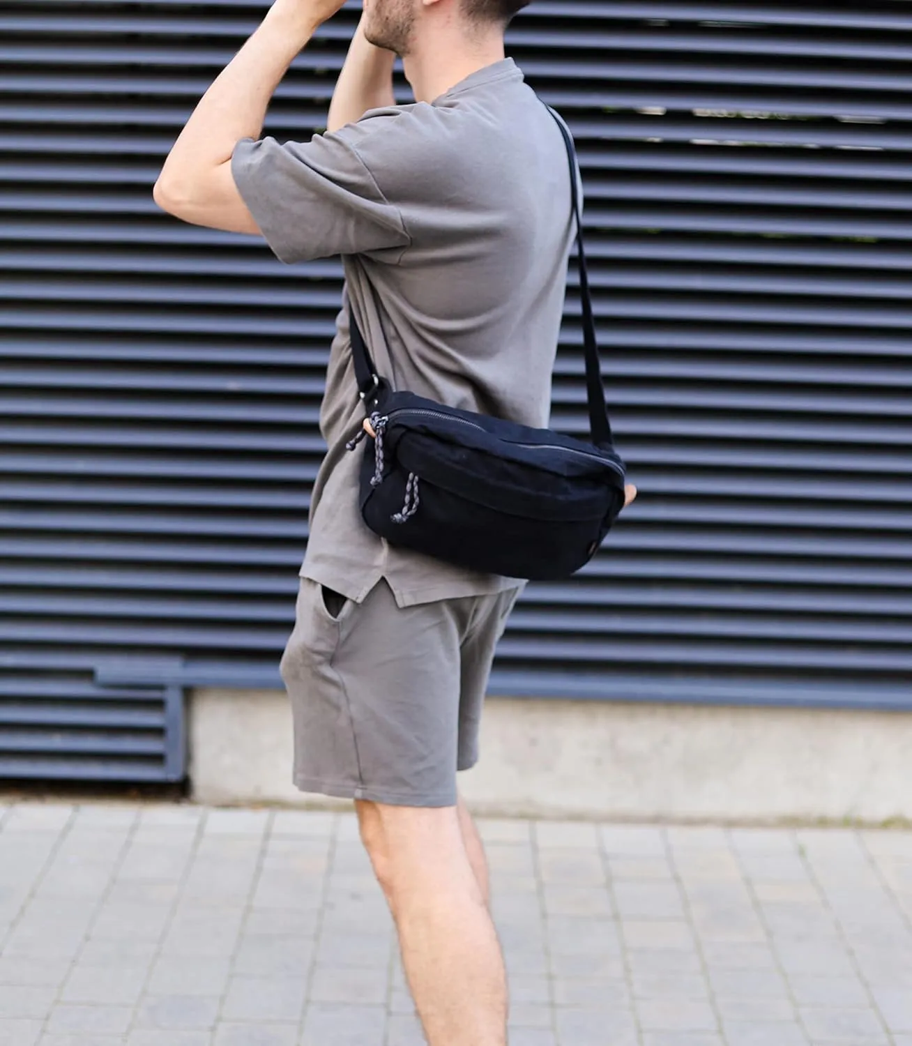 GOOTIUM Men’s Crossbody Pack - Canvas Daily Essentials Sling Bag Small Shoulder Backpack, Charcoal