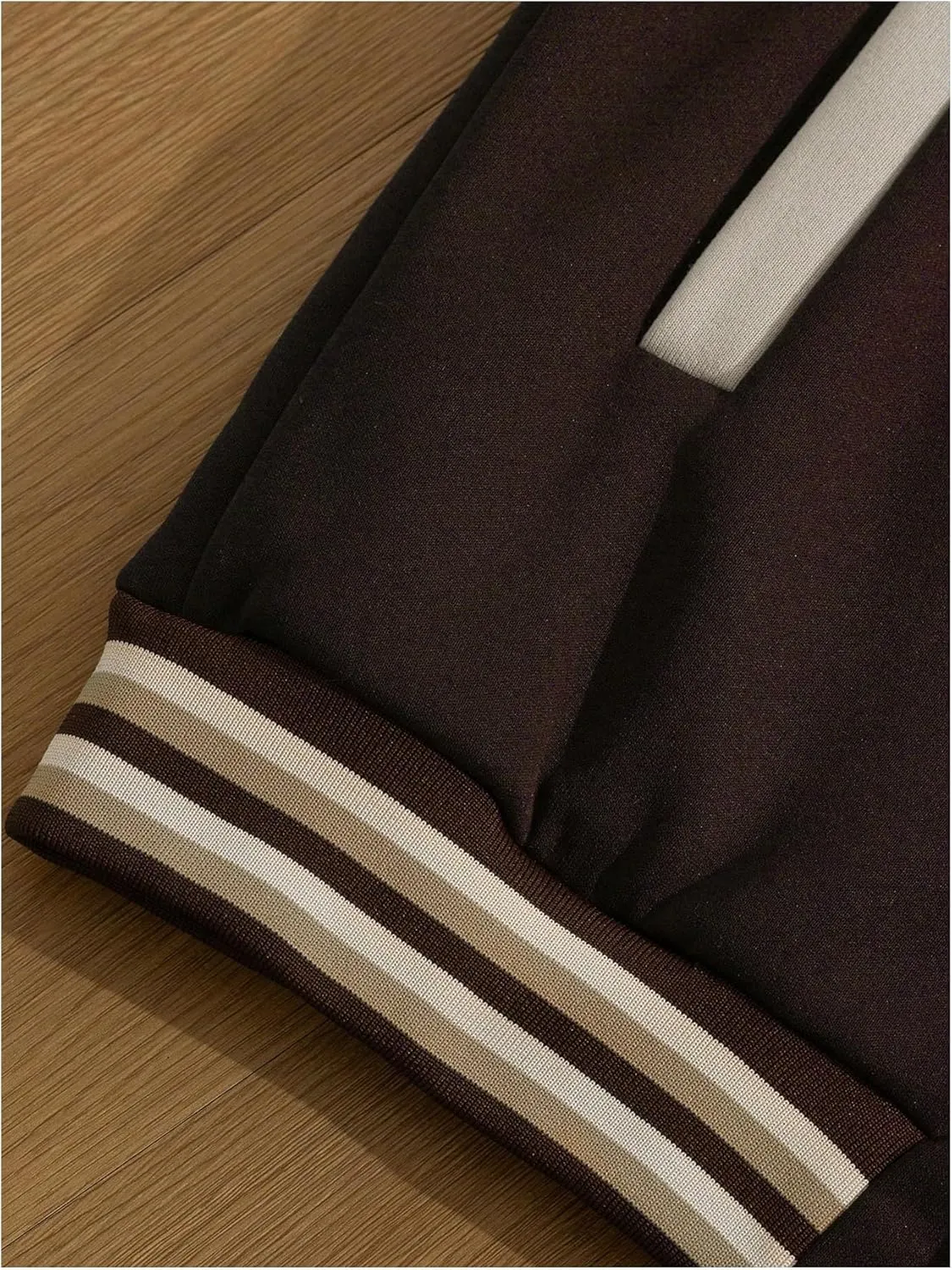 GORGLITTER Men's Letter Graphic Varsity Jacket Long Sleeve Striped Trim Button Bomber Jackets