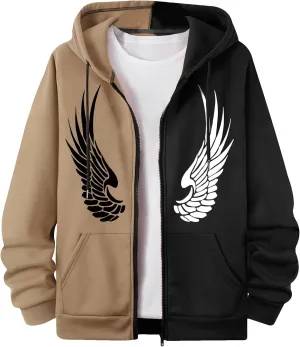 GORGLITTER Y2k Zip Up Hoodies for Men Graphic Sweatshirts long Sleeve Designer Hoodies Pullover Streetwear