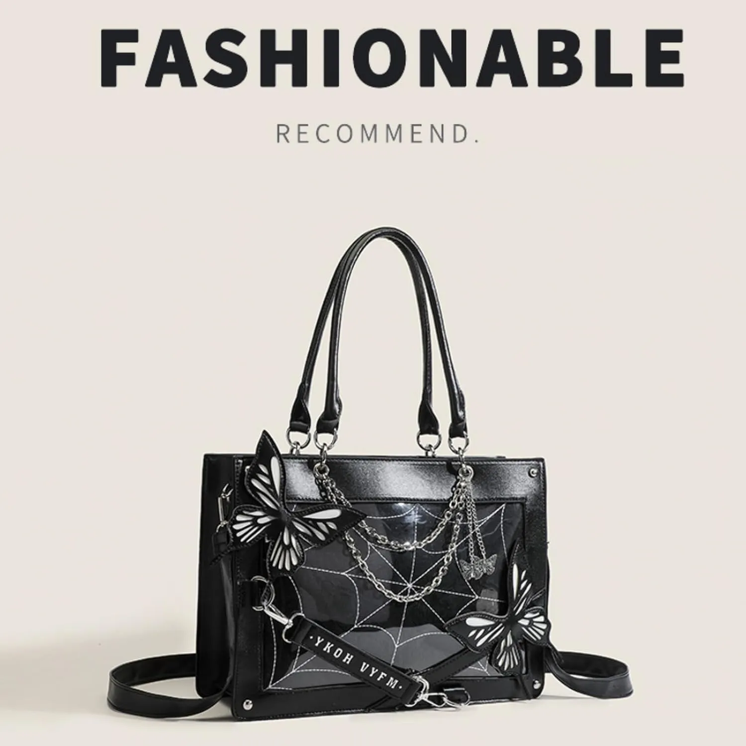 Goth Purse Y2K Crossbody Bag for Women Butterfly Gothic Spider Web Shoulder Tote Handbag Grunge Alt Emo Accessories (Black)