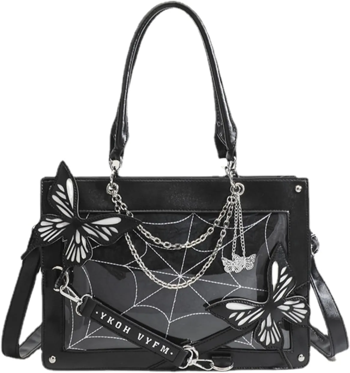 Goth Purse Y2K Crossbody Bag for Women Butterfly Gothic Spider Web Shoulder Tote Handbag Grunge Alt Emo Accessories (Black)