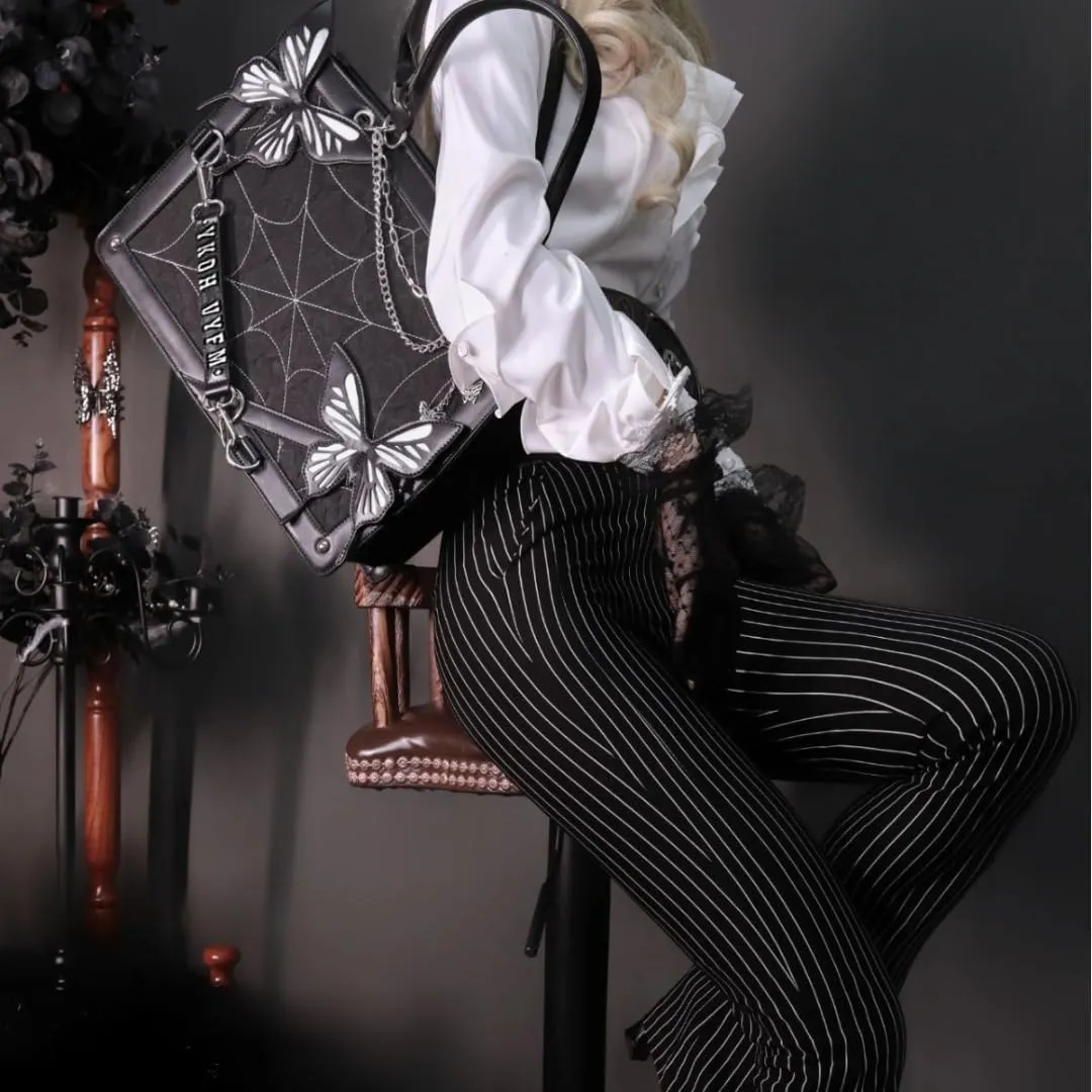 Gothic Emo Bag Grunge Purse Y2k Shoulder Bag Butterfly Sling Bag Spider Bag Pu Leather Lolita Crossbody Bag for Women