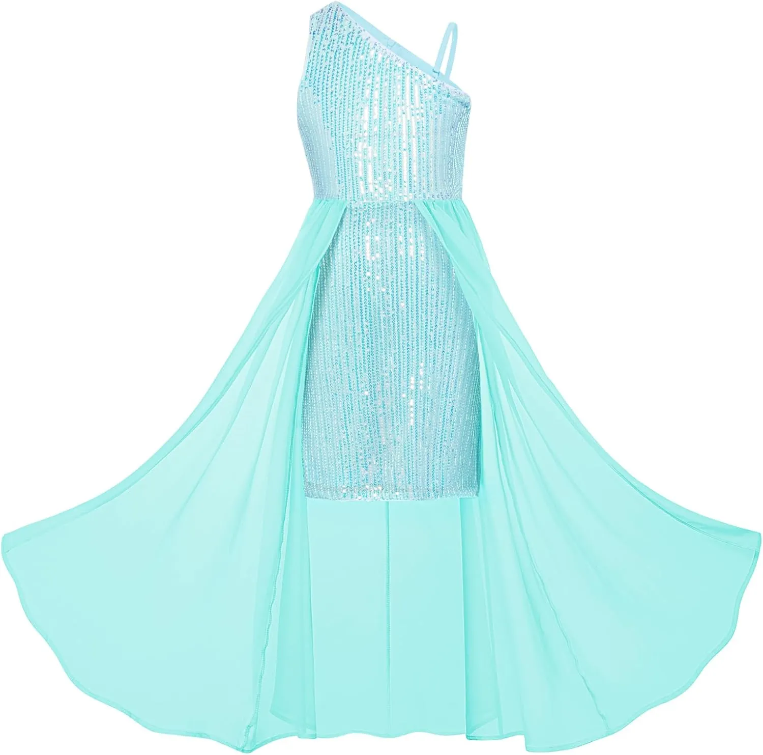 GRACE KARIN Girls Sequin Dress for Teens One Shoulder Formal Birthday Party Wedding Pageant Prom Fancy Dresses 6-14Y