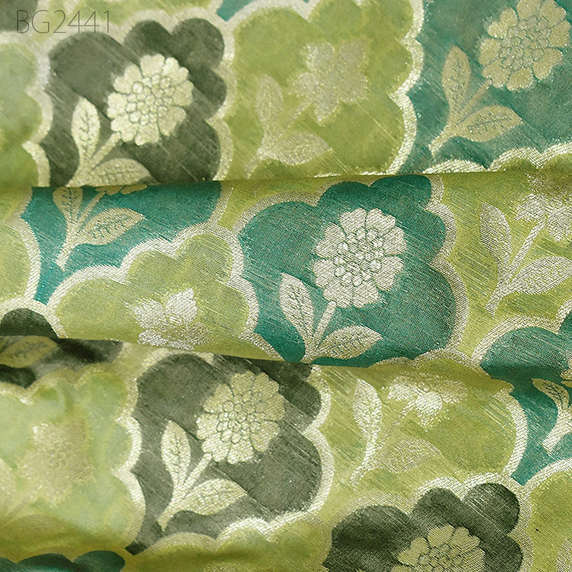 Green Brocade Fabric by the Yard Wedding Dress Jackets Indian Blended Banarasi Dress Material Sewing Cushion Cover Home Décor Crafting