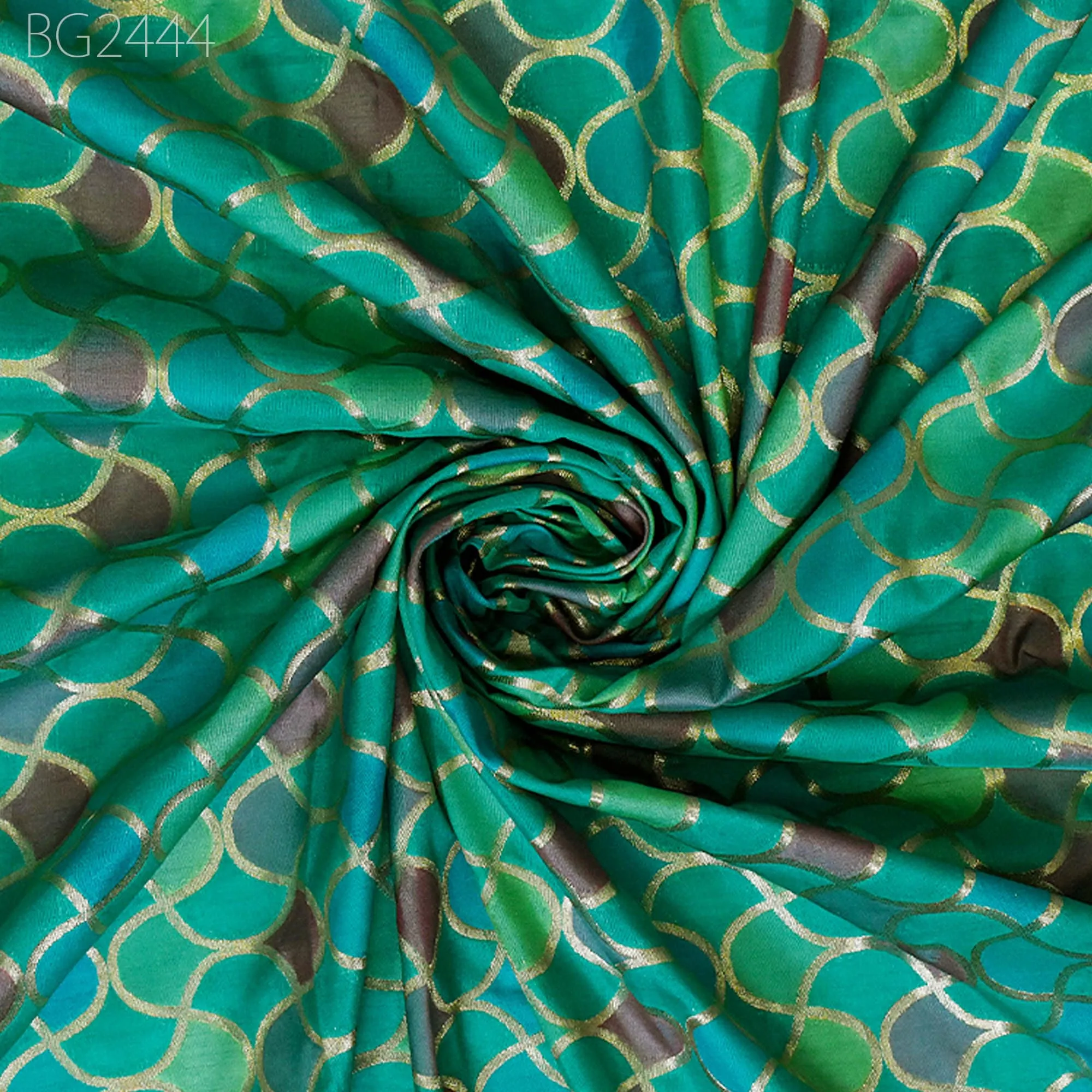 Green Brocade Fabric by the Yard Wedding Dresses Lehenga Skirt Jackets Indian Blended Banarasi Dress Material Sewing Home Décor Crafting