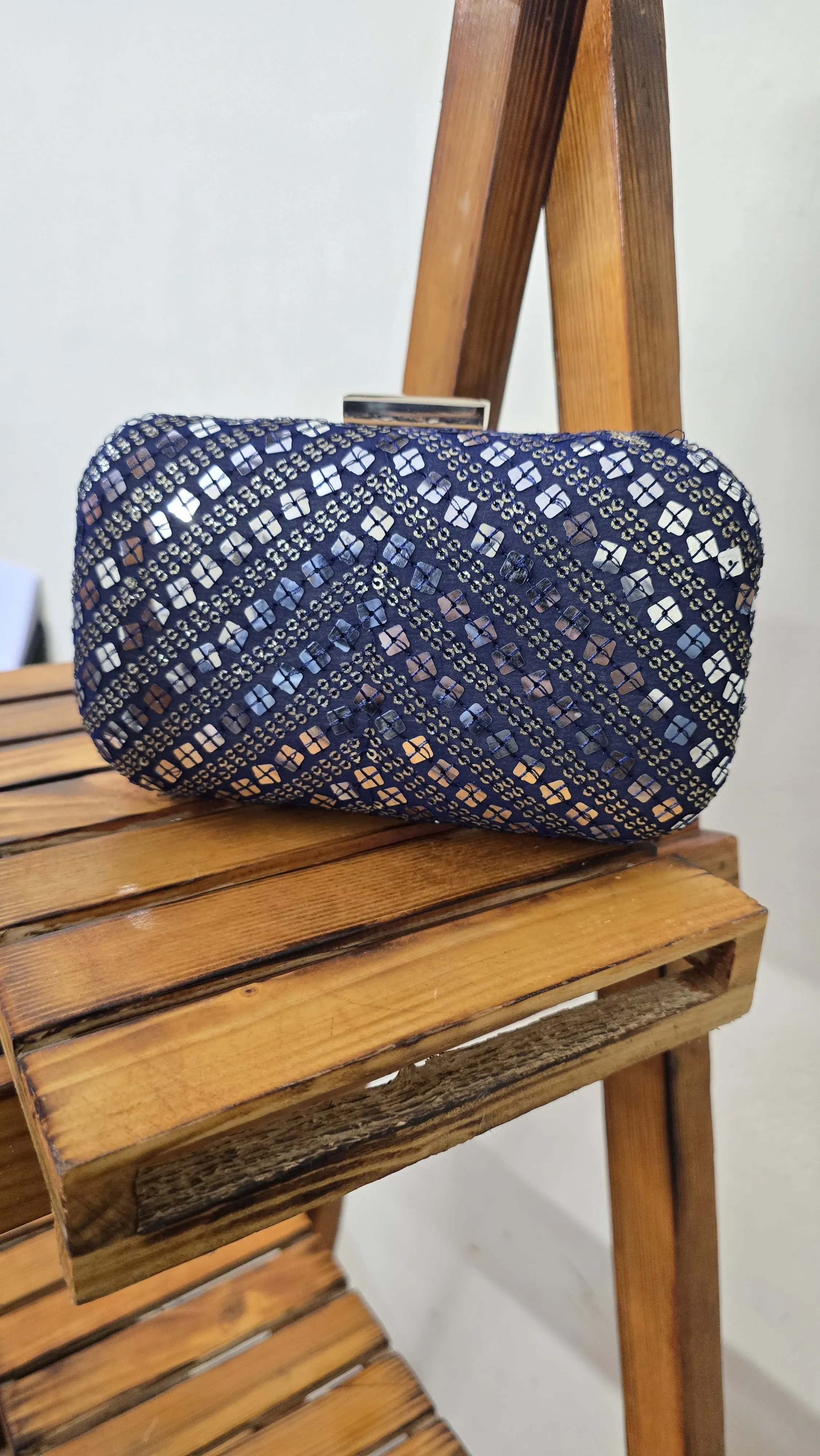 Grey Fabric clutch bag