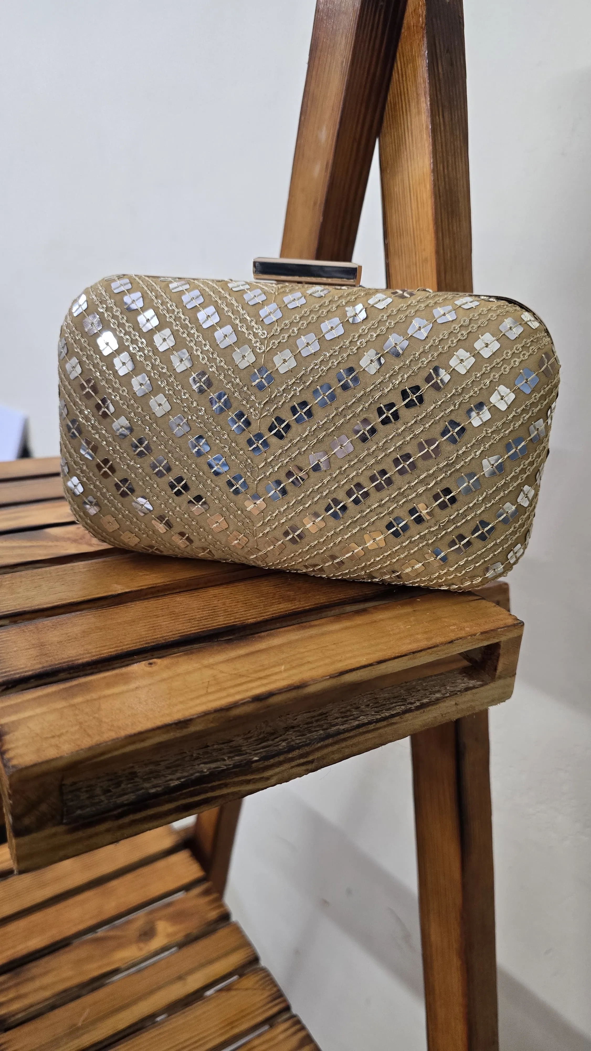 Grey Fabric clutch bag