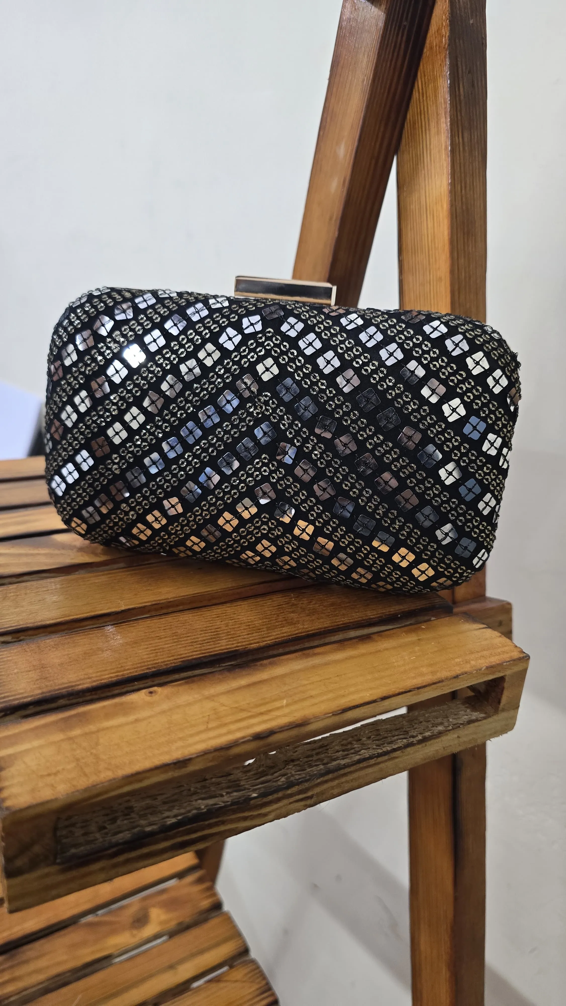 Grey Fabric clutch bag