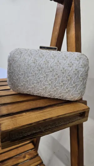 Grey Fabric clutch bag