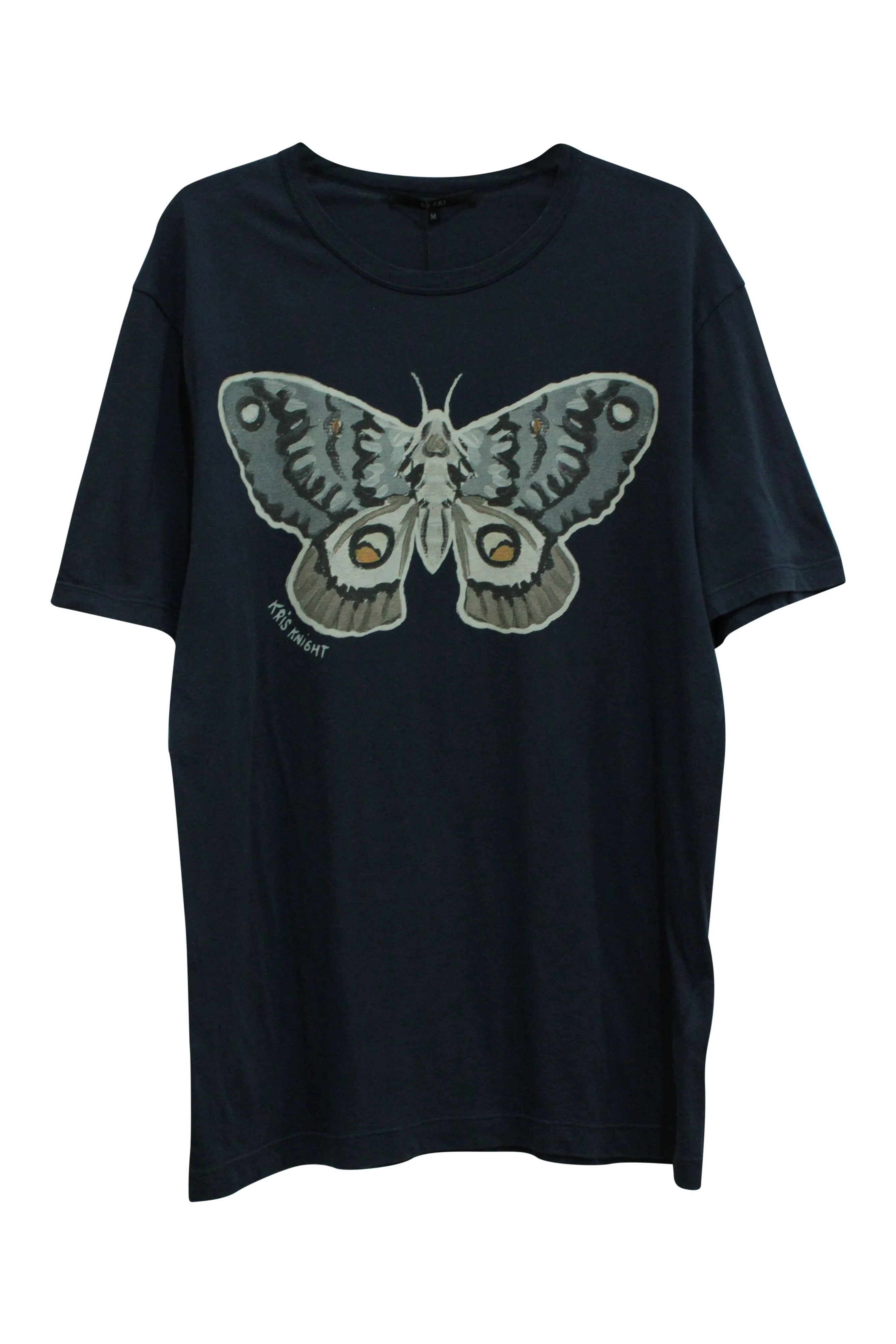 Gucci x Kris Knight Butterfly Tee Shirt in Navy Blue Cotton