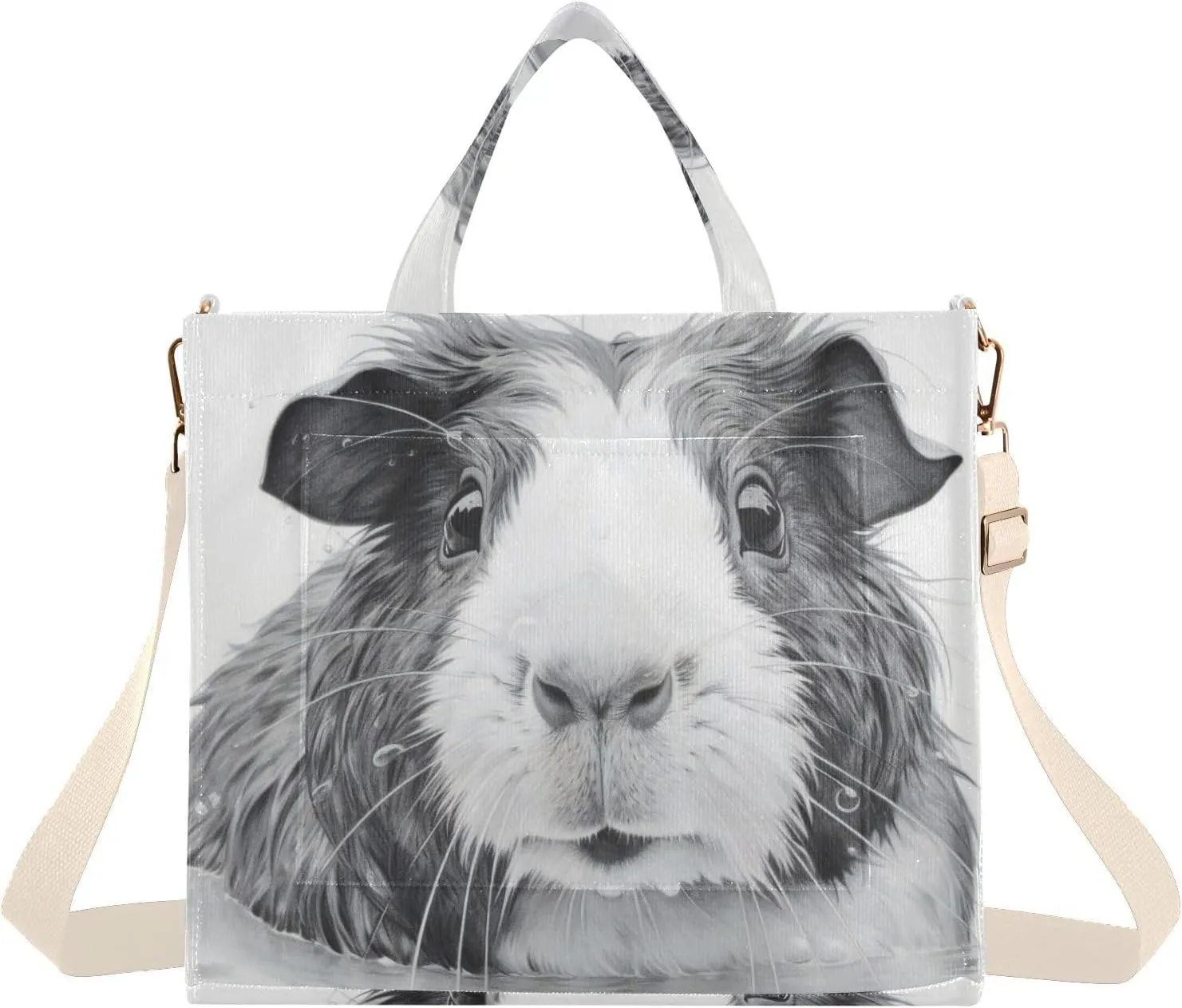 Guinea Pig Tote Bag for Women Corduroy Handbag Purse Shoulder Bag with Detachable Strap Small Size