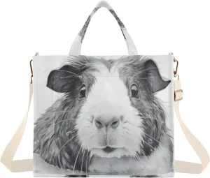 Guinea Pig Tote Bag for Women Corduroy Handbag Purse Shoulder Bag with Detachable Strap Small Size