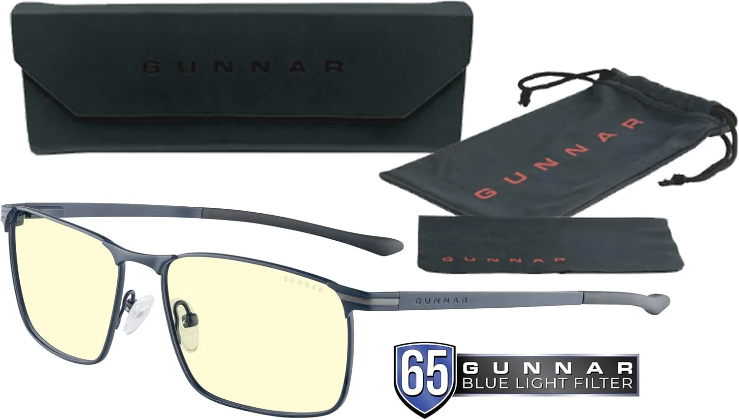 GUNNAR - Computer Blue Light Blocking Glasses Mendocino Blue Light Glasses, Midnight Blue, Adult US