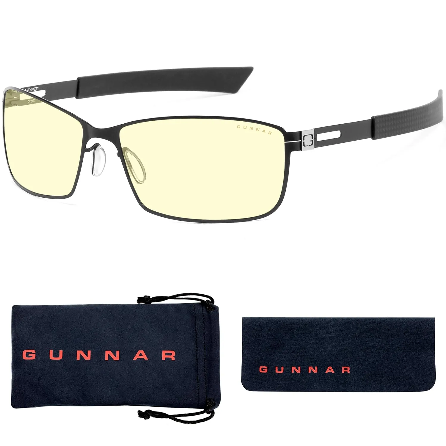 GUNNAR - Premium Gaming and Computer Glasses - Blocks 65% Blue Light - Vayper, Onyx, Amber Tint